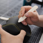 Steering wheel upholstery in imitation leather. Car Airbag